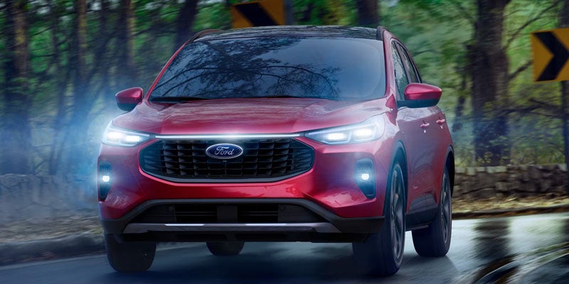 Front view of a red Ford Escape