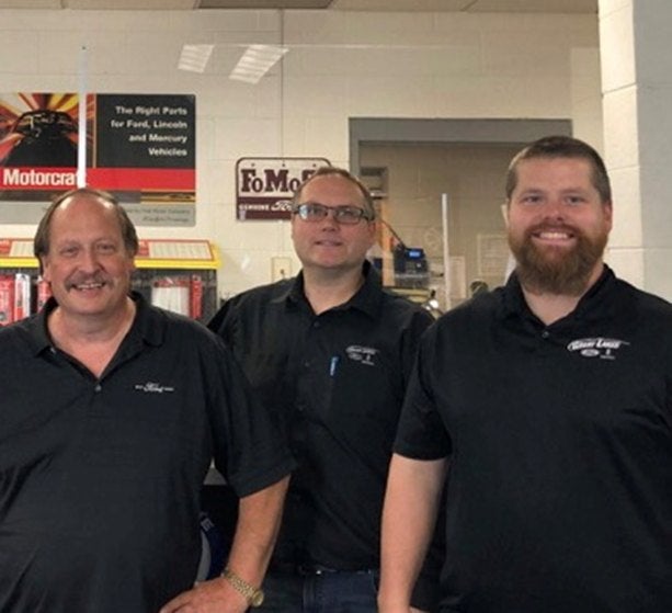 Three members of the parts counter team at Great Lakes Ford of Muskegon